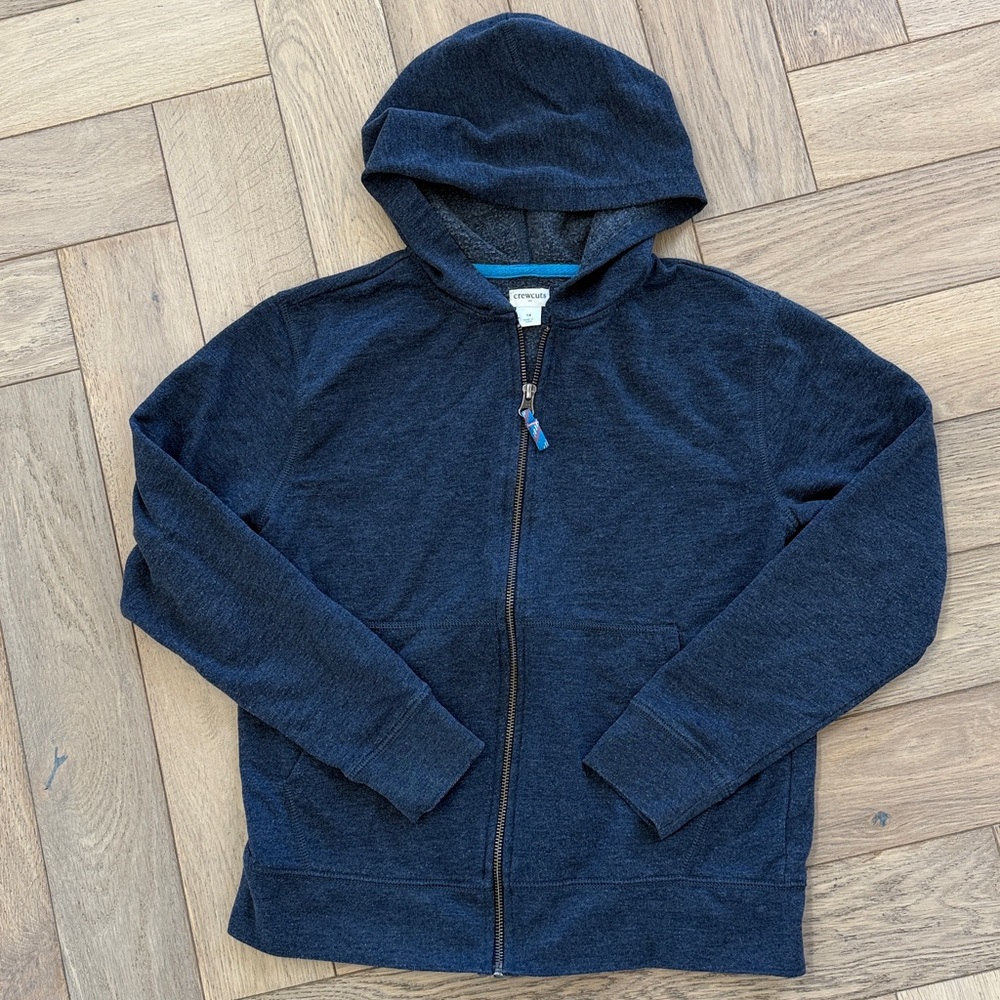 Crewcuts Heathered Navy Zip-Up Hoodie